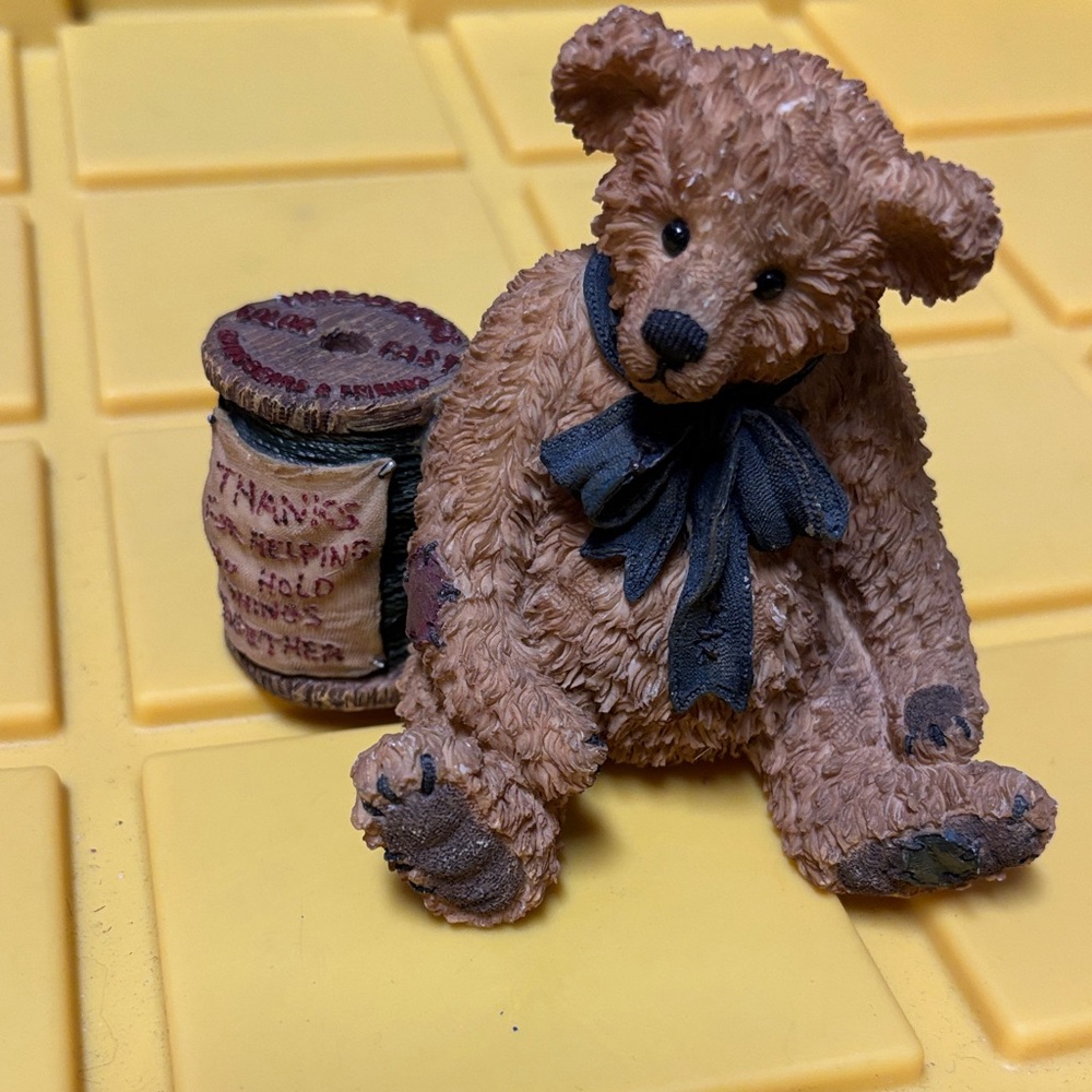 Boyds Bears Brown Teddy with Black Bow and Barrel Accent